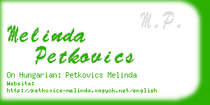 melinda petkovics business card
